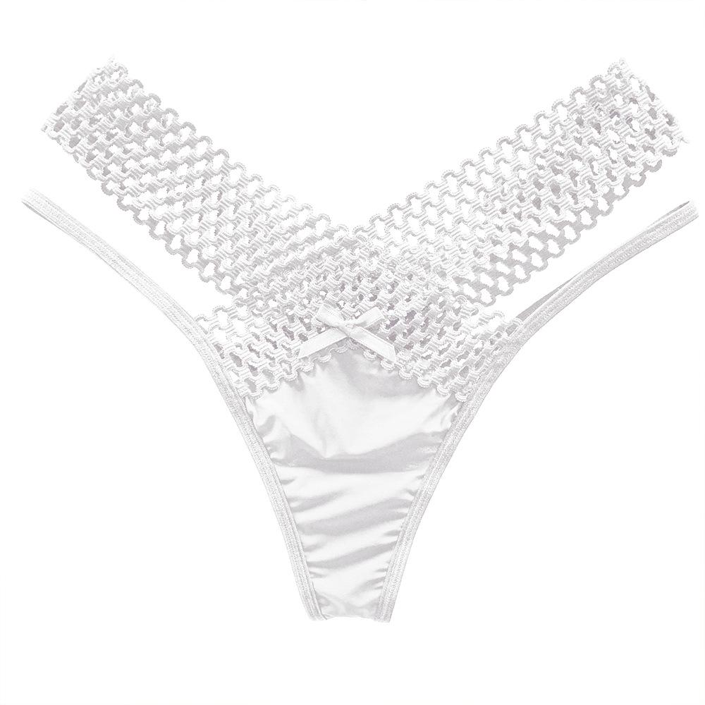 European & American Ice Silk Low-Rise Sporty Thong - Sexy, See-Through, Hollowed-Out Design