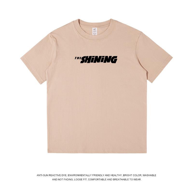 Casual Short-Sleeved T-shirt Boys Heavy Cotton Minimalist Design Letter Printing T-shirt Top Female Summer