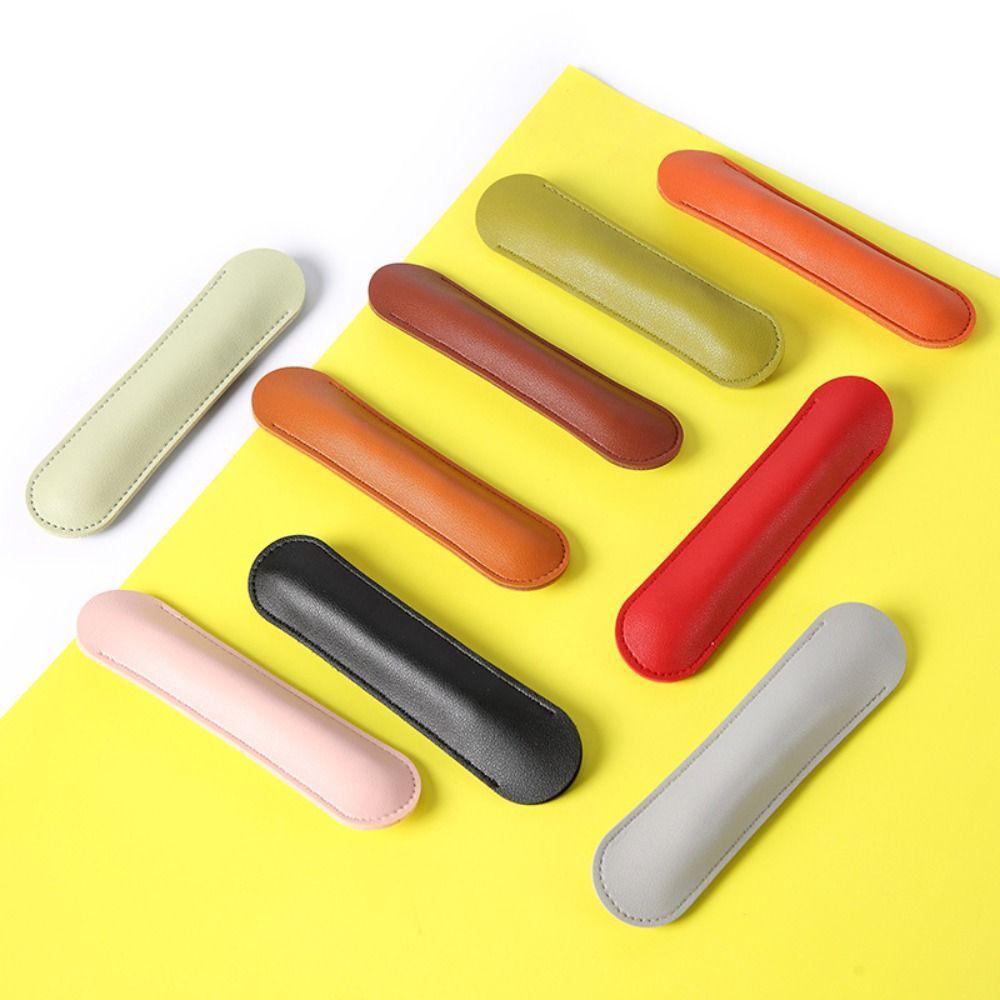 Half Open Leather Pen Bag Handmade Pen Sleeve Pouch Pen Protective Bag  Scrapbook Crafts