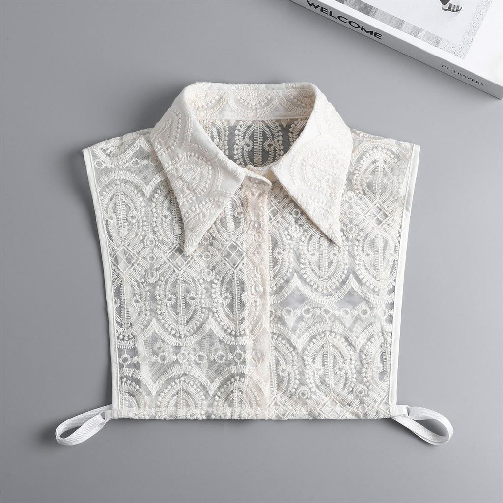 New Ruffle Detachable Collars For Women Tie Vintage White Black Fake Collar Lady Lace False Collar Shirt Lapel Blouse Top Women