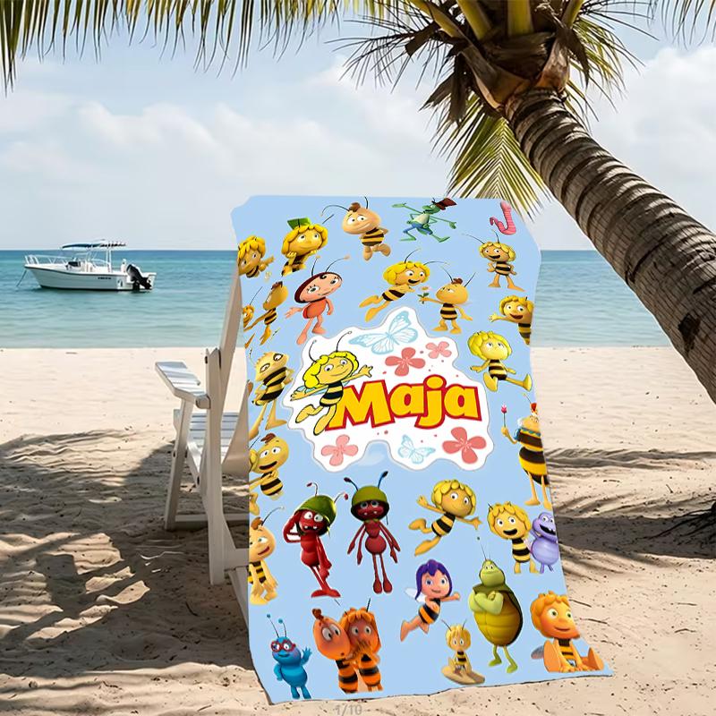 Beach Towel with Maya the bee Pattern - soft,absorbent,machine washable Lightweight&Modern,swimming,Travel Essentials