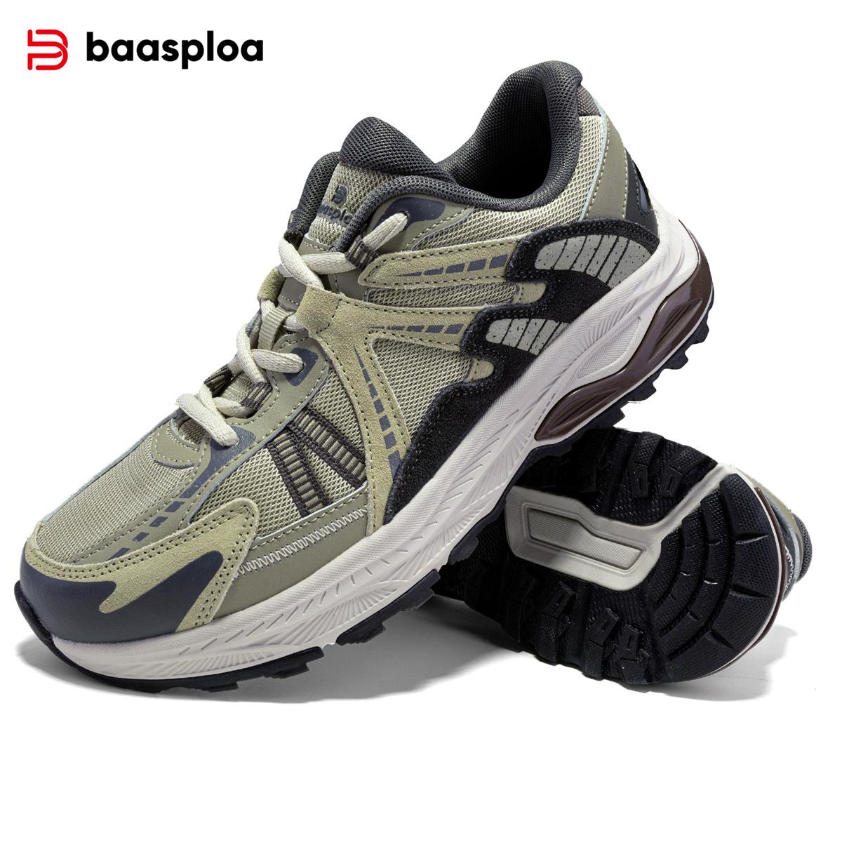 

Мужские кроссовки Baasploa для бега на открытом воздухе, винтажная мужская спортивная обувь высокого качества, соответствующая высококачественной нескользящей износостойкой мужской брендовой походной обуви 45 бежевый