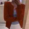 Women's Solid Color Long-Sleeve Round Neck Knit Cardigan