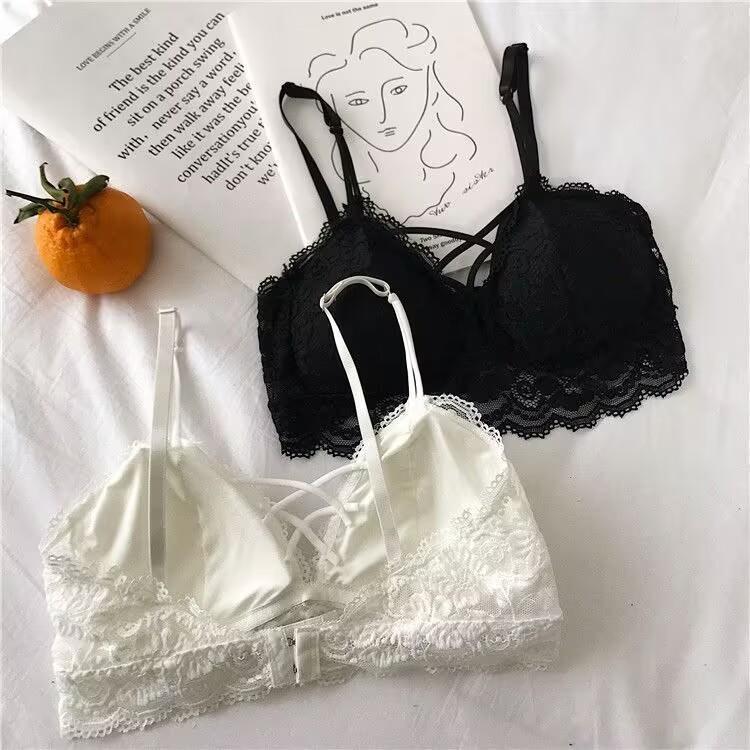 Lace front cross without steel ring gathering bra girl department sexy tube top wrapped chest student inside pure desire