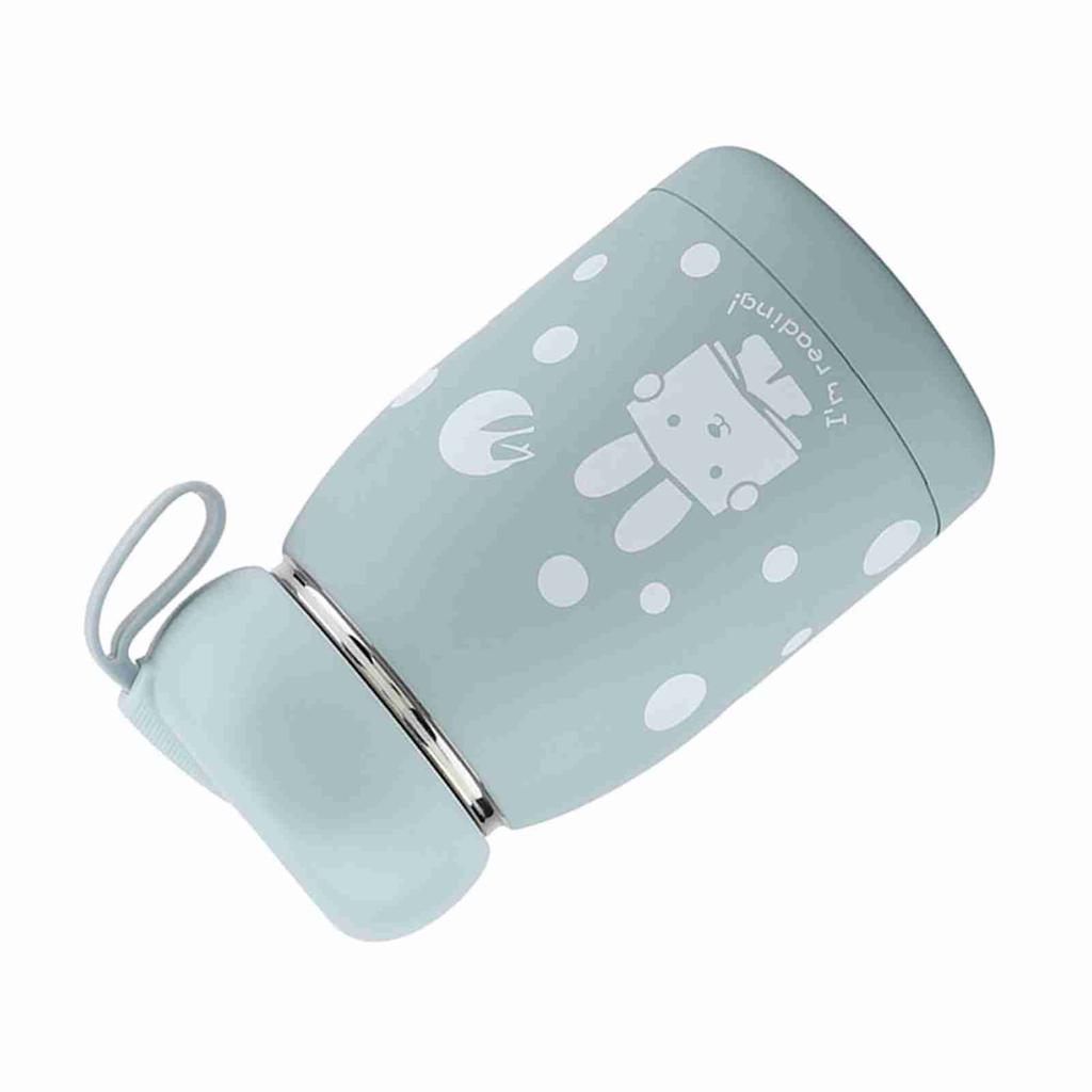 Stainless Steel Cute Rabbit Pattern Vacuum Cup Mug Thermos Cup Water Bottle (Blue)