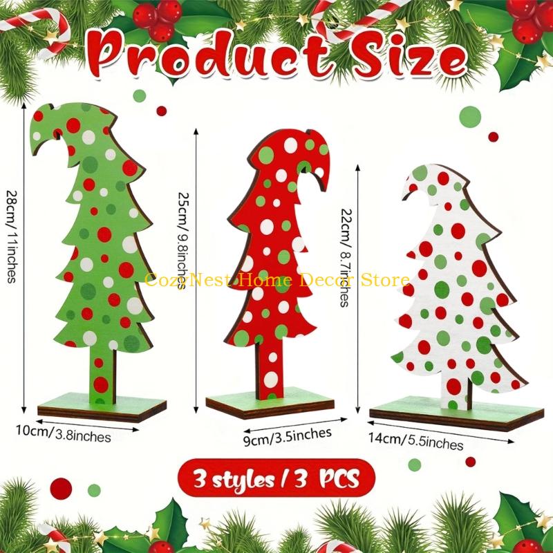 92MF 3 Pcs Christmas Tree Tabletop Green False Tree Ornaments Party Supplies For Home Office Holiday Decoration