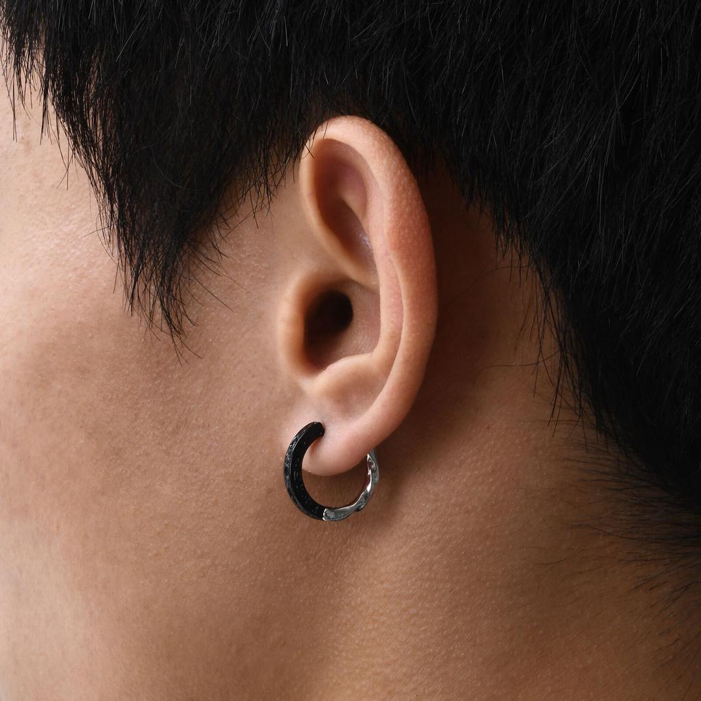 Stylish Stitching Black Hammer Hoop Earrings For Men Women Hoops Simple Jewelry Boyfriend Girlfriend Valentine's Day Gift