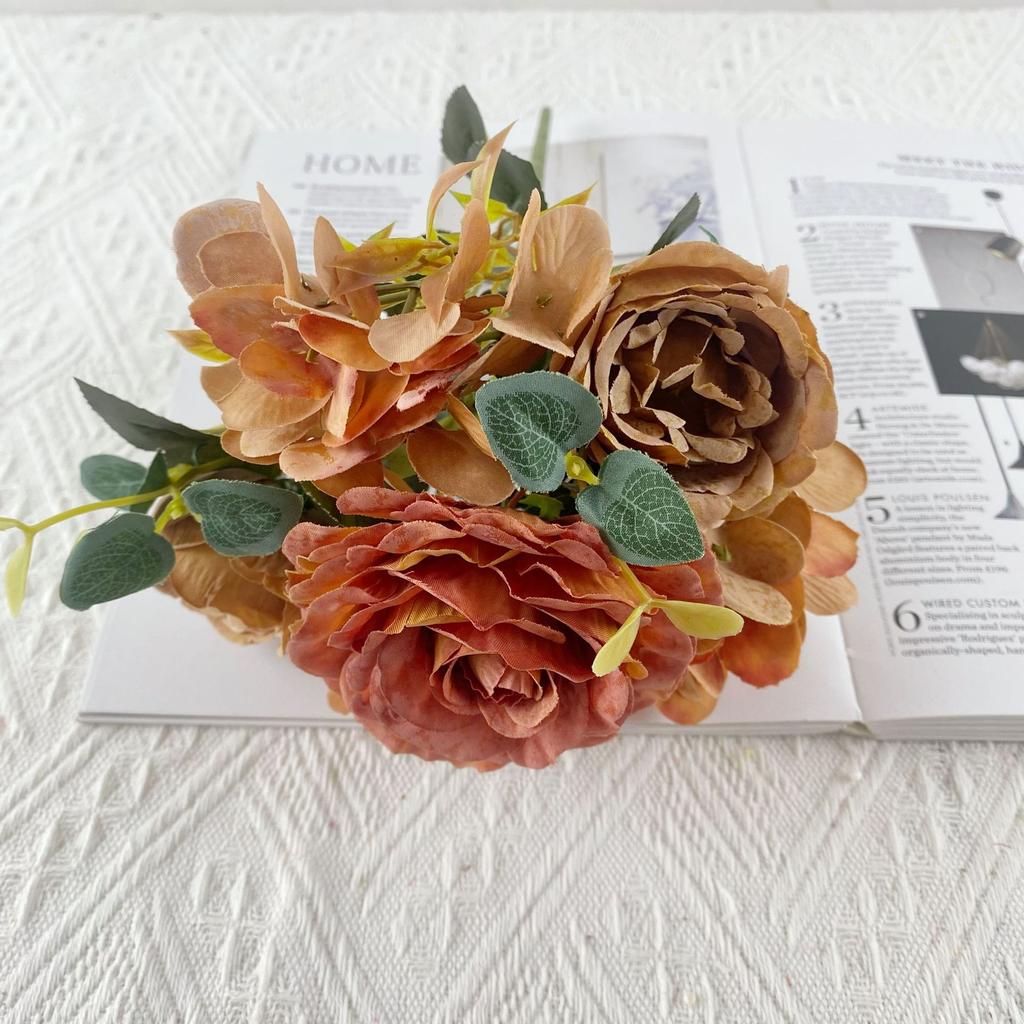 6 Heads European Peony Hydrangea Simulation Flower Home Decoration Wedding Photography Props Decoration