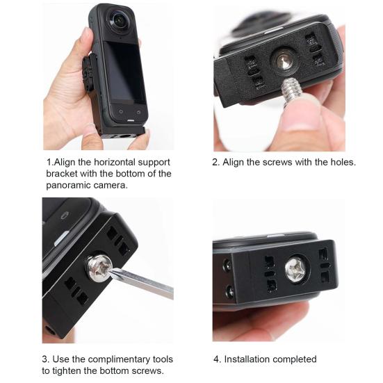 Horizontal Mount Bracket for Insta360 X3/X4/X5 Aluminum Alloy Action Camera 90 Degree L Bracket Transverse Support Holder with 1/4-inch Screw Hole