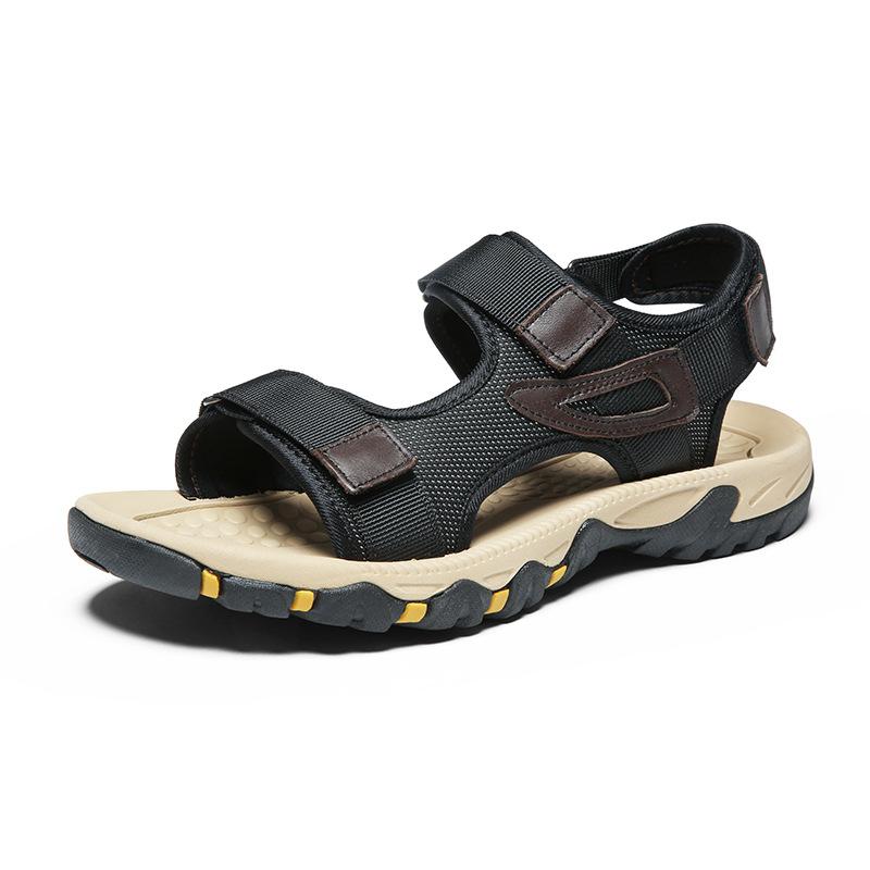 Sandals men's beach shoes leather summer bag head casual shoes non-slip thick-soled cool leather shoes breathable sports outdoor shoes