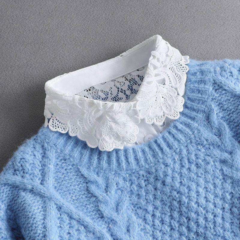 

2023 Универсальный кружевной фальшивый воротник для девочек – Корейский декоративный воротник для свитеров на весну, осень и зиму