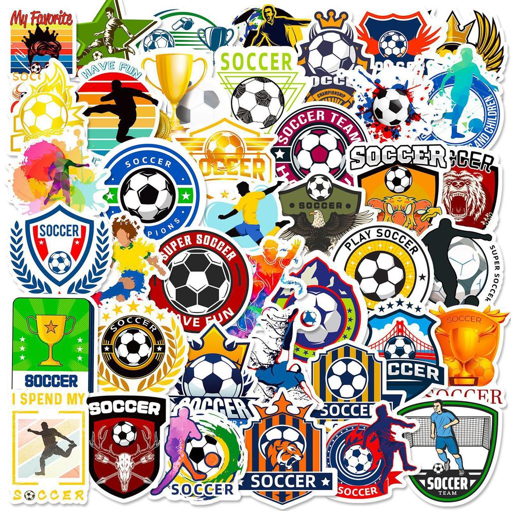 50 Adesivi Calcio Coppa del Mondo Adesivi Calcio Valigia Palla Americana PVC Valigia Trofeo