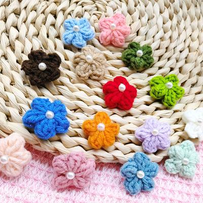 10 st Puffblomma Huvudstickad Handstickad DIY Pärla Tröja Kappa Dekor Hårnål Huvudbonad Tillbehör
