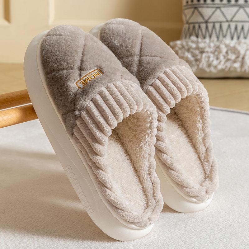 Thick Cotton Slippers with Added Fleece for Women Suitable for Keeping Warm and Slip Resistant At Home In Autumn and Winter Suitable