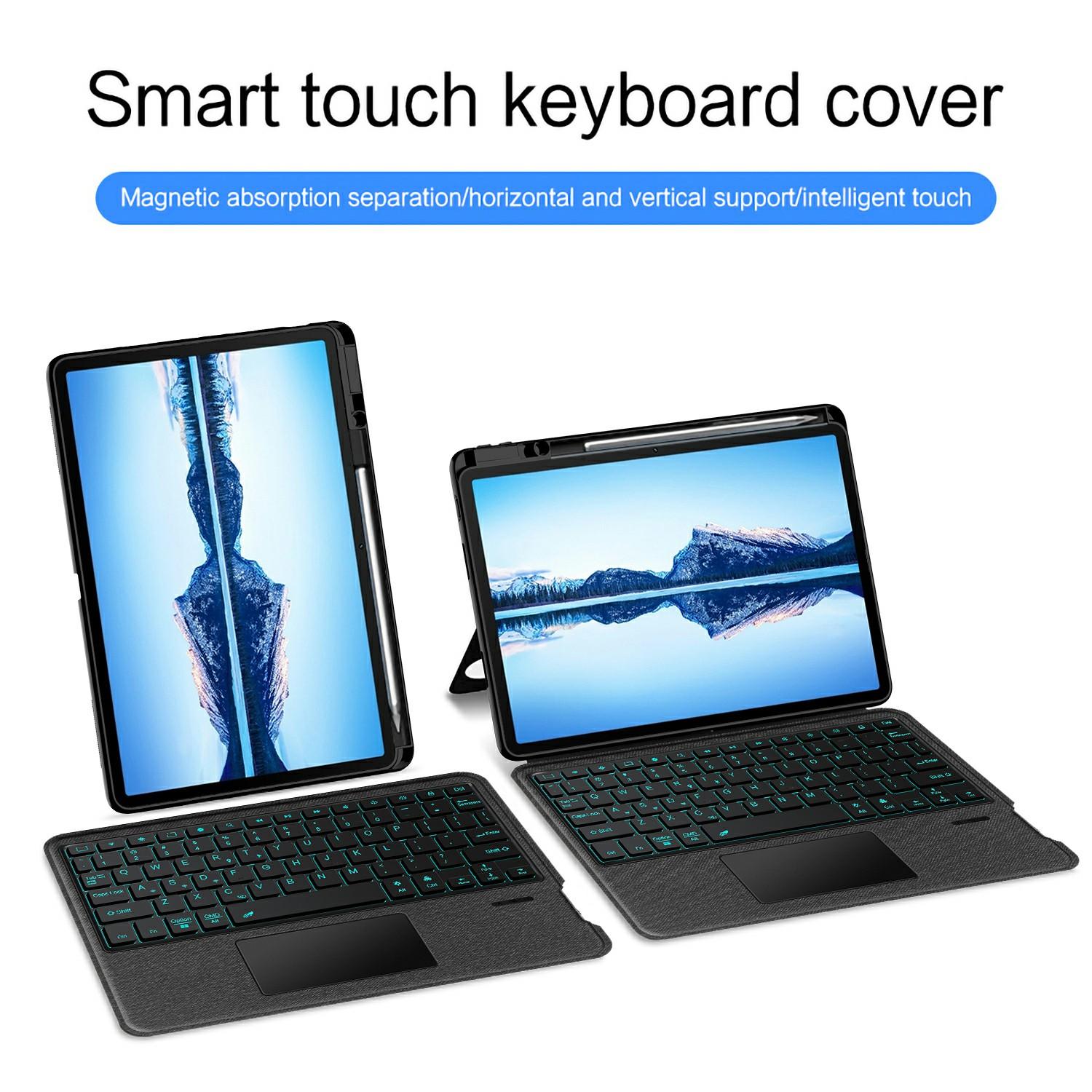 

For Huawei Qingyun C7 (2nd Gen) Leather Case+Bluetooth-compatible Keyboard with Backlight Trackpad A