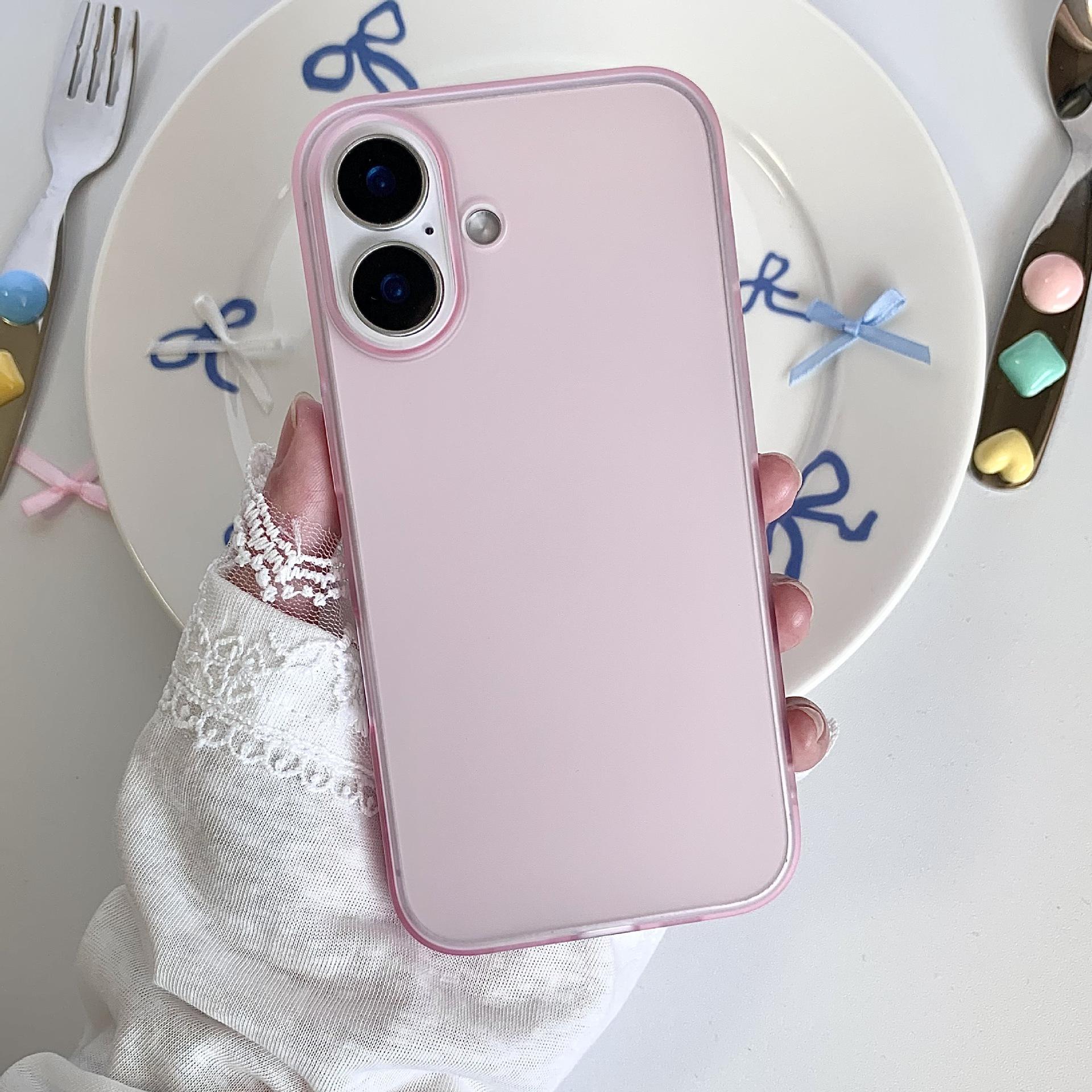 

Подходит для iPhone16promax Матовый чехол для телефона Ультратонкий Ice Fog Apple 15 Полный комплект Защитный чехол для ПК от падения 14 iPhone16 розовый