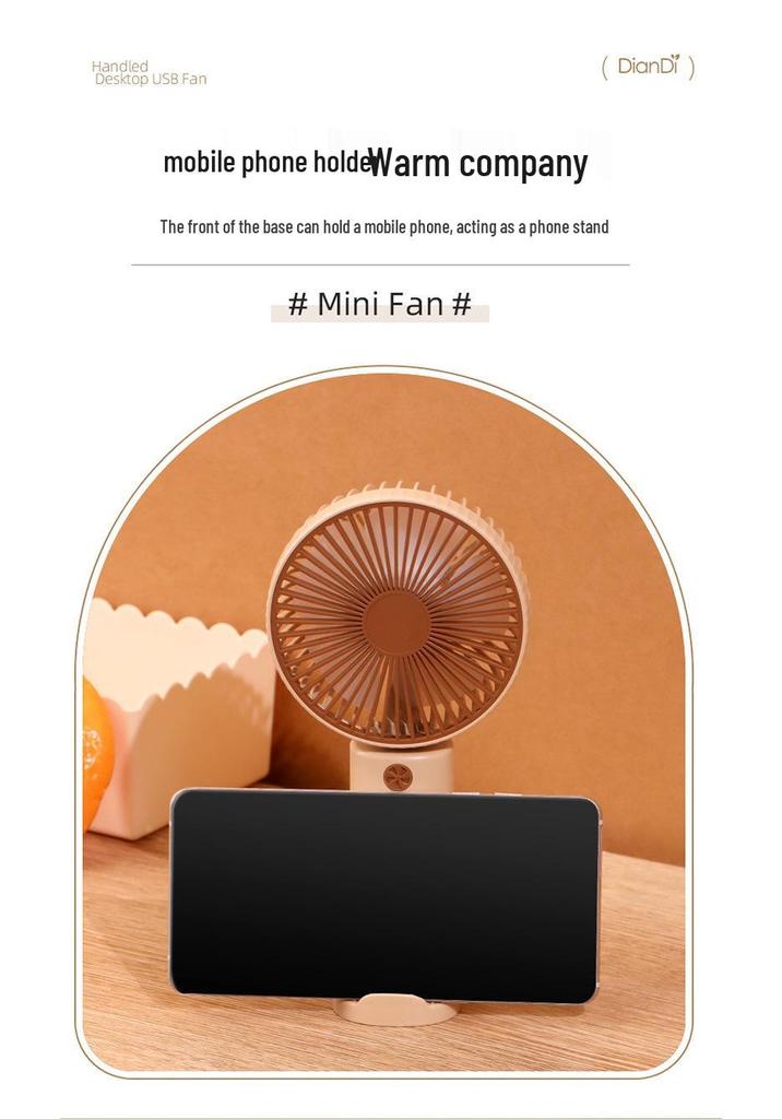Portable USB Rechargeable Silent Phone Holder Fan