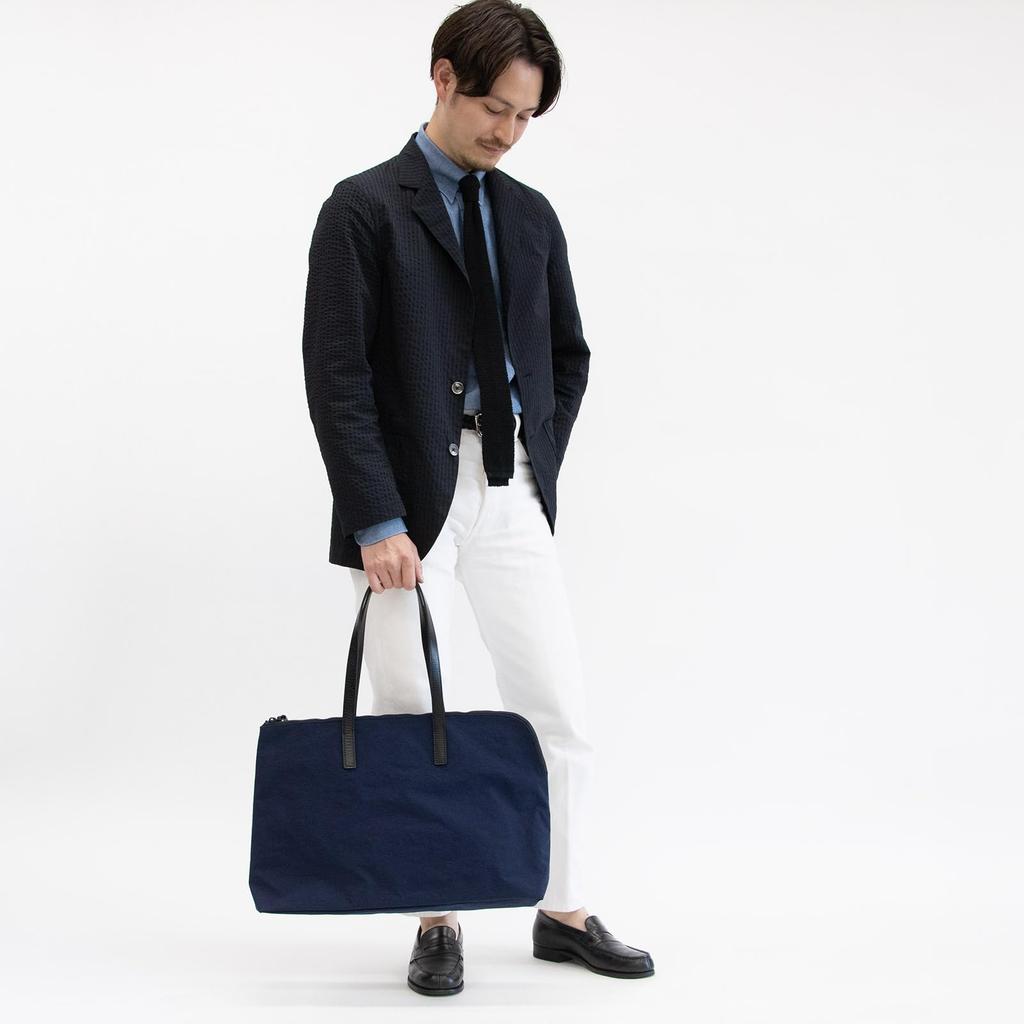 Elephant Tote Habit Neo Nylon Tote Bag TOTEBAG Lightweight PC Compartment [Root] "KONBU®" <UNISEX> Water-repellent (Blue Gray)