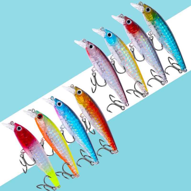 9CM 10G 6No. Hook Minnow Lua Bait Set Floating Water Fake Bait Long Casting Noise Model Wild Fishing Freshwater Red Tail Special