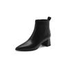 Krazing Pot Sheepskin Winter Round Toe Med Heels Fashion Boots Women Zipper Elegant Women Ankle Boots