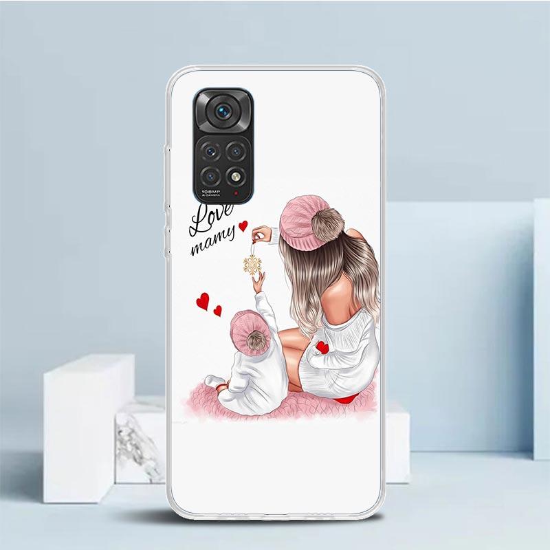 Mom Baby Girls Phone Case For Xiaomi Redmi Note 15 14 14S 13 12S 12 Pro Plus 11S 11 11T 11E 10S 10 + Soft TPU Back Cover Redmi N