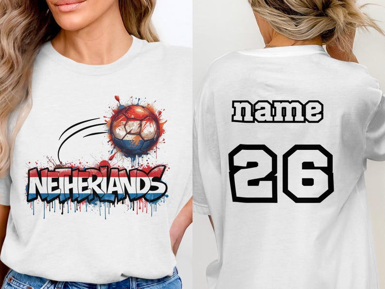 Custom Netherlands Soccer T-Shirt, Dutch Football Fan Tee, Grunge Graffiti Flag Design, Holland Pride Football Shirt Gift S
