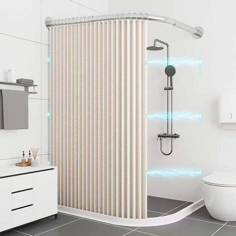 Handun Folding Magnetic Arc Shower Curtain