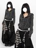 Women's Autumn Distressed Hooded Retro Cardigan - Versatile, Trendy Court Style Jacket