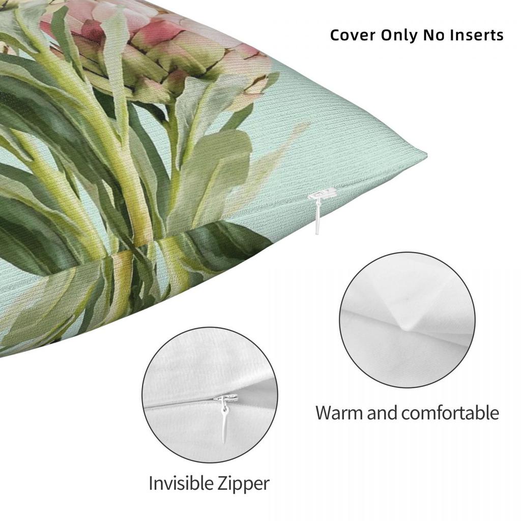 Proteas Watercolour Square Pillowcase Polyester Linen Velvet Pattern Zip Decorative Throw Pillow Case Car Cushion Cover