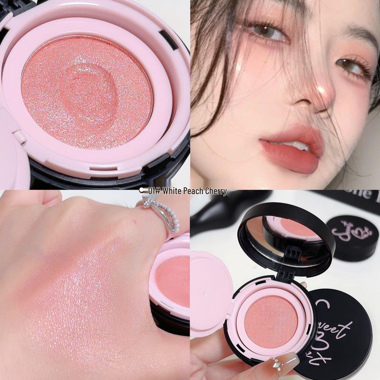 Sweet Mint Pearlescent Blush & Glitter Eyeshadow Cream - Multi-use Korean Style Rouge.