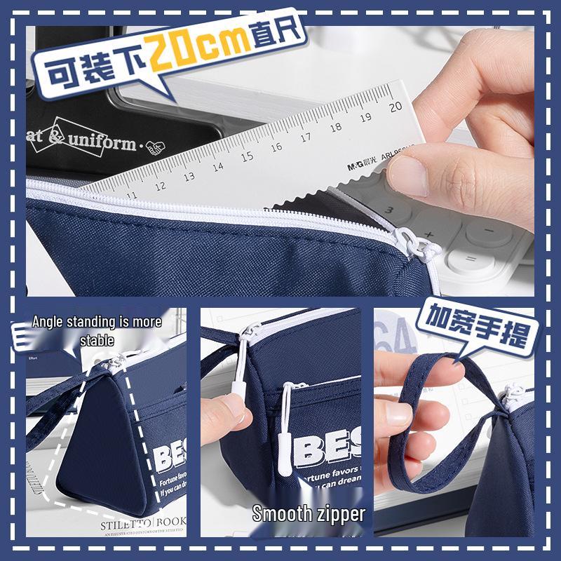 High-Value Double-Layer Triangular Pencil Case for Men & Women, Universal, 3D Design, Large Capacity, Stationery Storage Bag