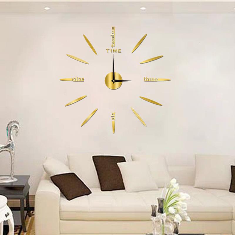 Night Light Non Punching Clock, European Style Silent Large DIY Wall Clock, 3D Acrylic Digital Clock, Wall Mounted Clock