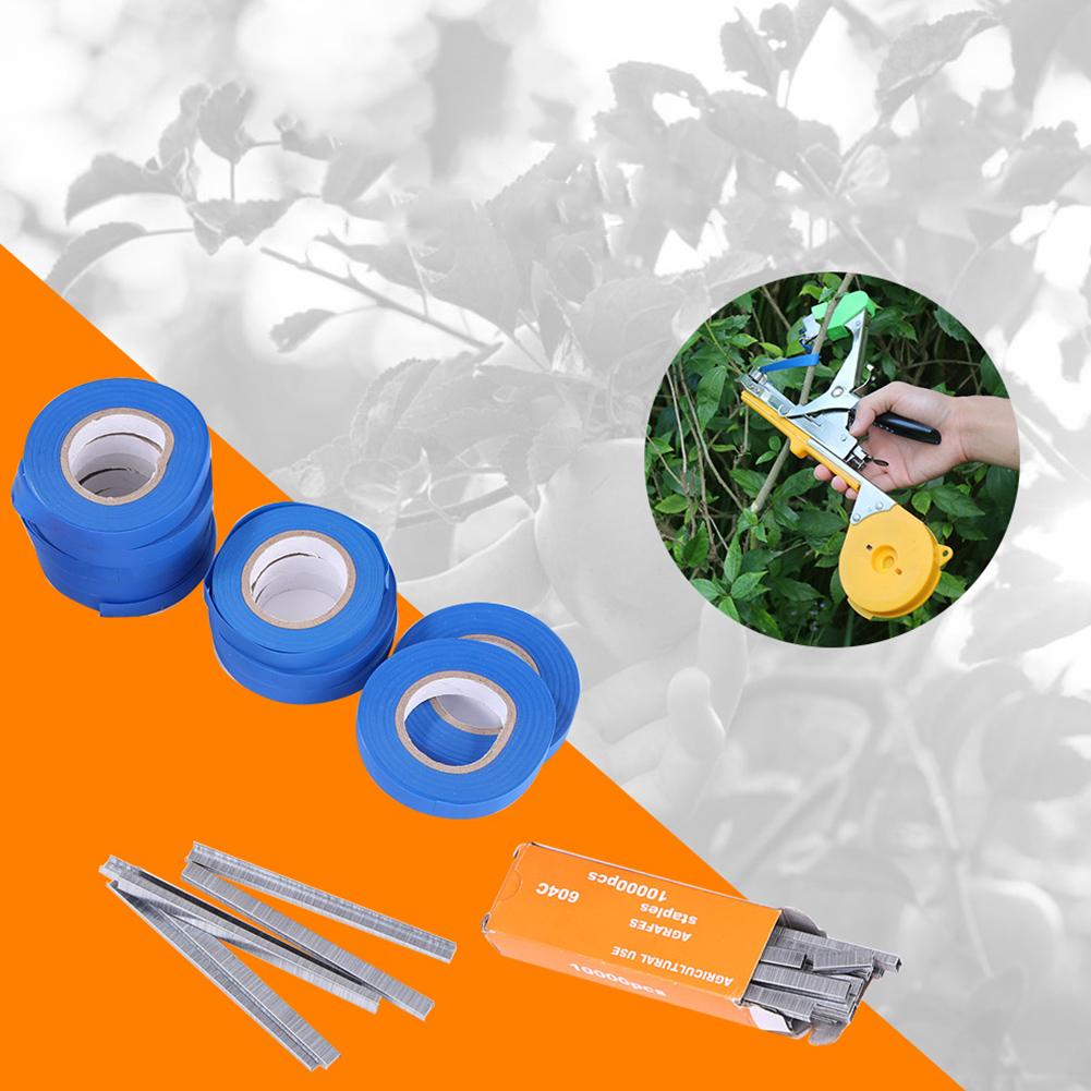 6/12/20PCS Plant Branch Tie Tape with 1 Box Staples Tying Binding Tie Tape Plants Tying Tapetool Tapener Tapes Gardening Tool