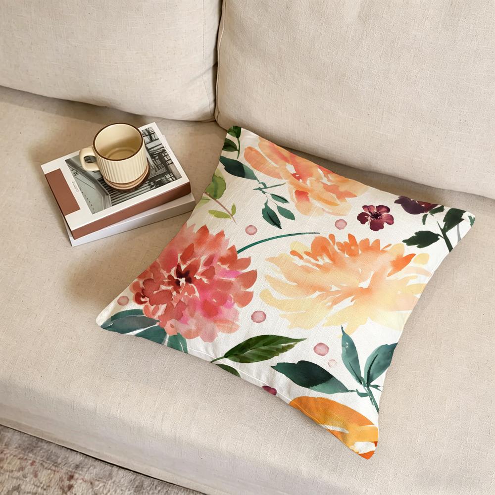 F-Floral Print Cushion Cover Fabric Soft Furnishing,Pillowcase, Cushion Cover, Sofa Pillow, Home Decoration