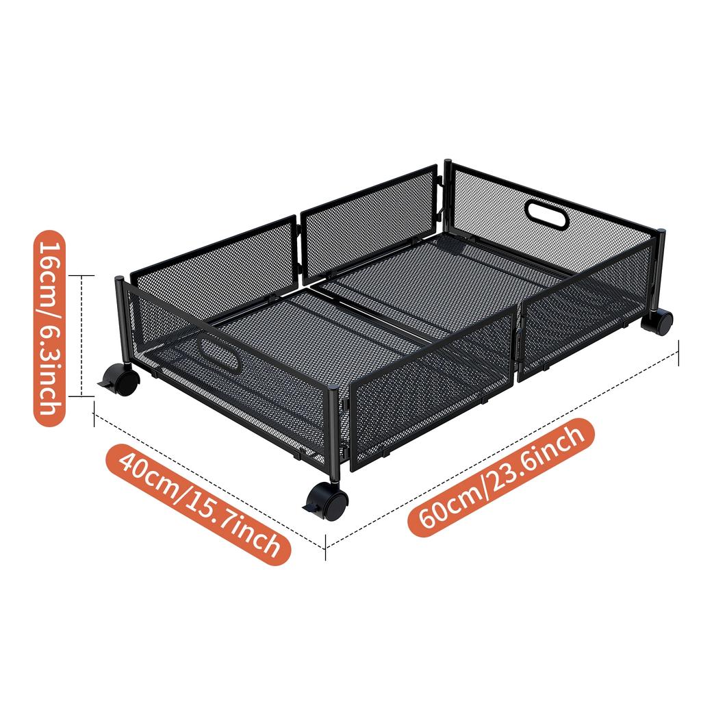 Foldable Under Bed Storage Basket with Wheels, Suitable for Storing Toys, Clothes, Books, and Miscellaneous Items