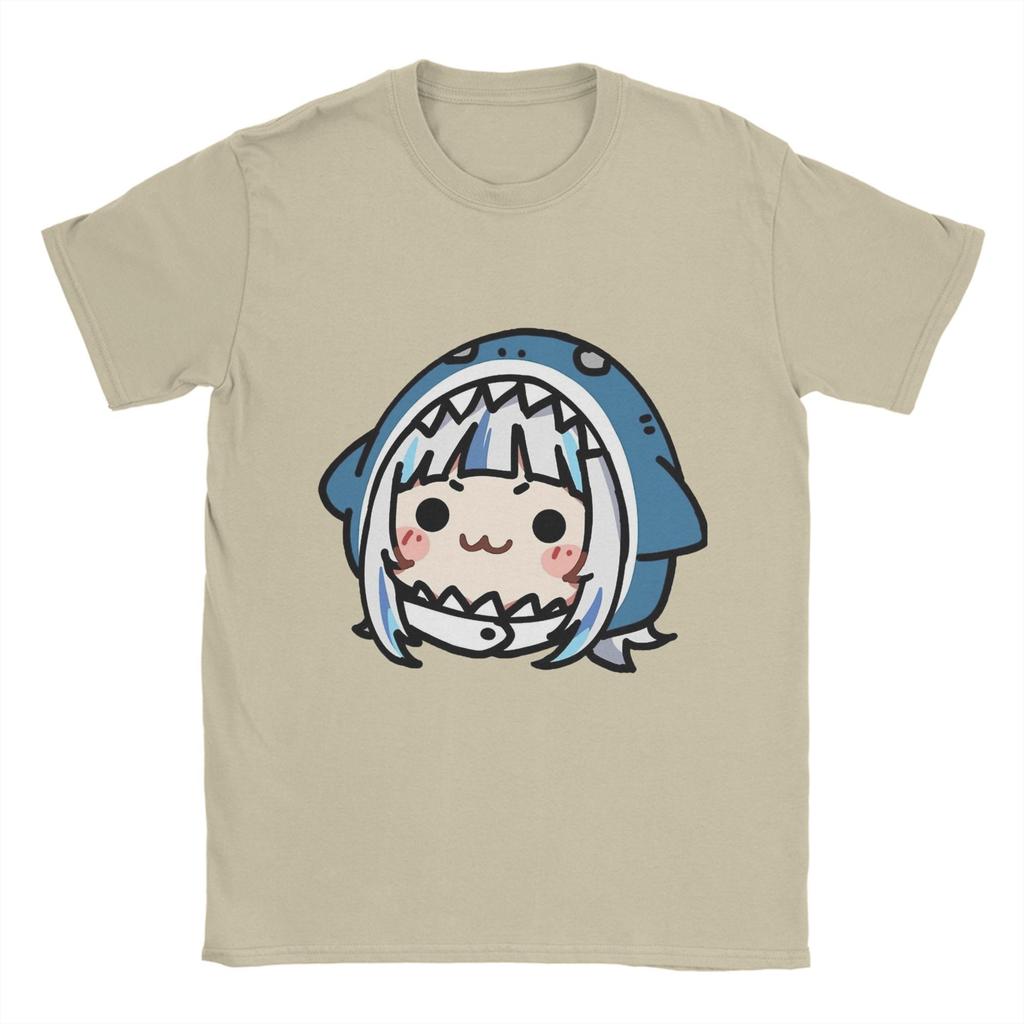Gawr Gura Chibi T Shirt Beach  Hip Hop T-Shirts Men Pure Cotton Comfortable Oversized Clothes Short-Sleeved Y2K Funny Tshirt