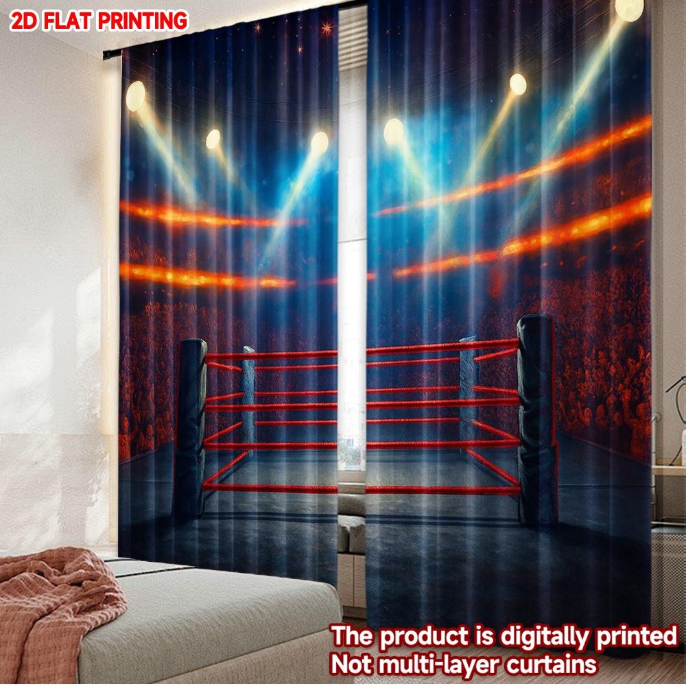 2D flat printing 2pcs Drapes Boxing Arena Digital Printed Polyester Drapes Festive Wall Decor for Booths Studio decoration