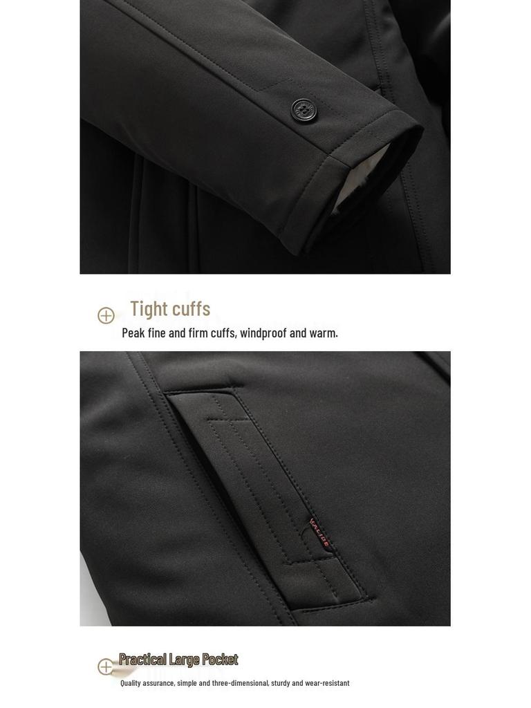 Herren Schaffell gefütterte Lederjacke - Warmer verdickter Leder Wollmantel