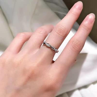S925 Sterling Silver Zircon Wave Ring for Women - High-End European & American Fashion Style