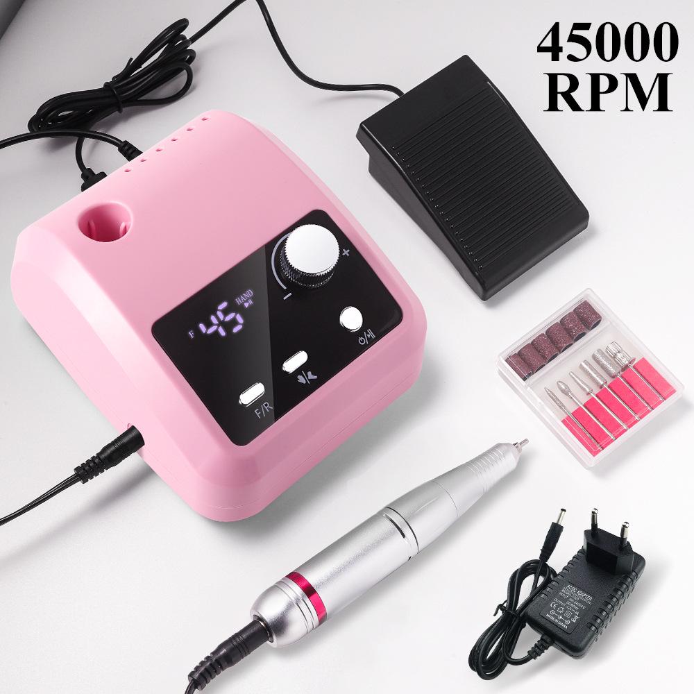 Lightweight Electric Nail Drill 204: 45000 RPM for Manicure, Nail Removal & Polishing