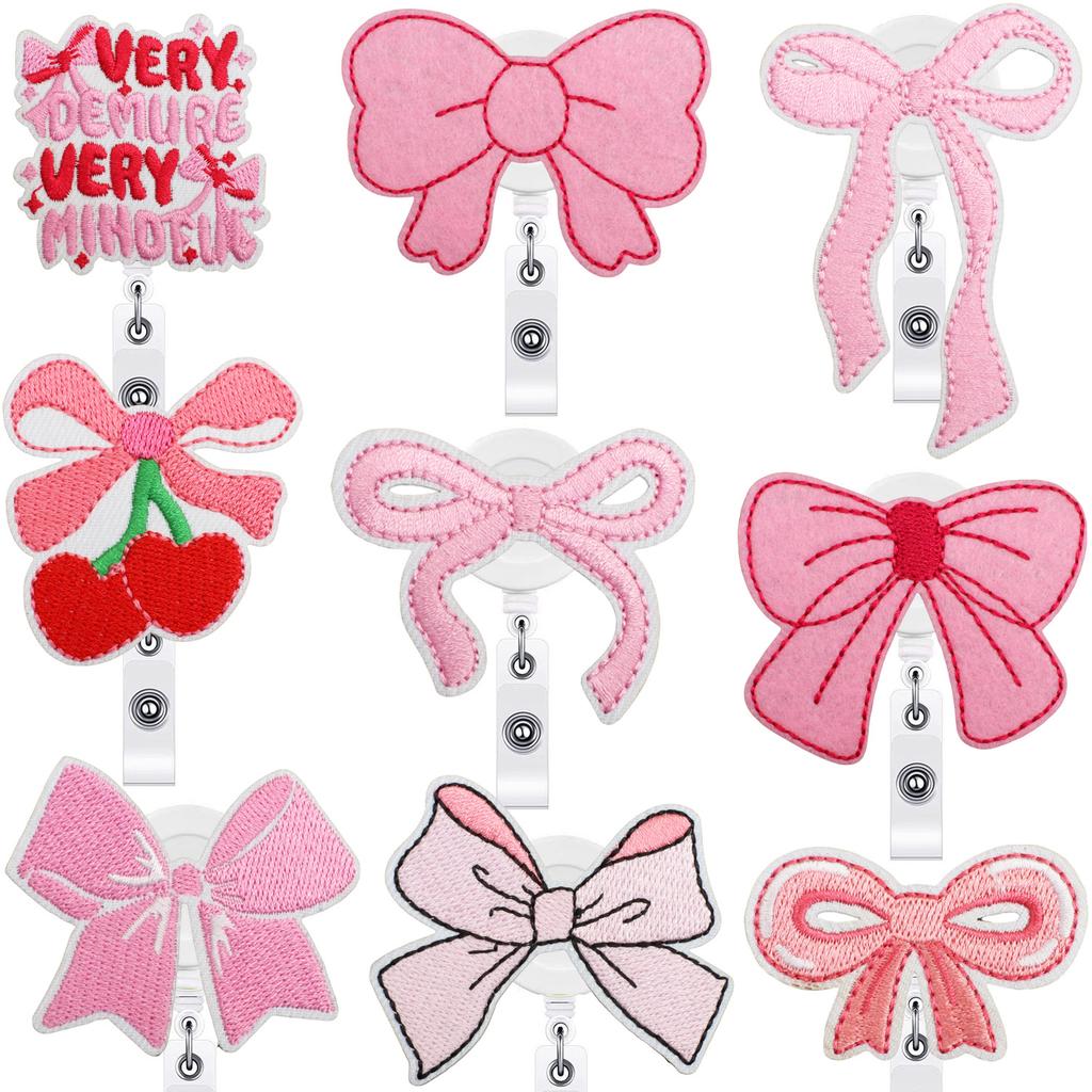 Id Clip Decorative Bow Embroidery Cloth Sticker Easy Pull Patch Sticker Cherry Bow Computer Embroidery Label Ironing