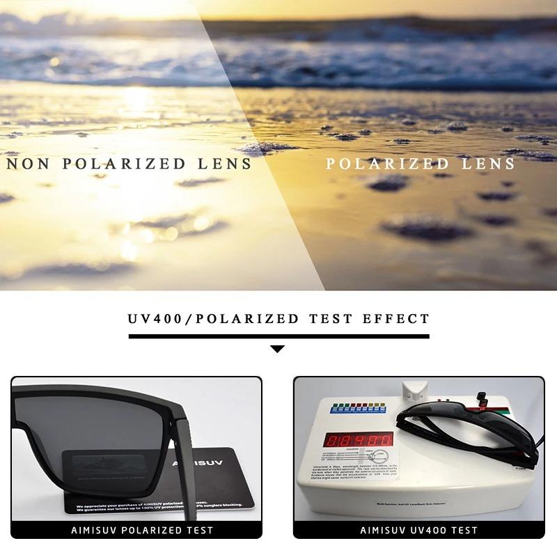 Mote polariserte solbriller for menn Firkantet overdimensjonert antirefleks Driverspeil Solbriller Kvinner UV400 Goggles Mannlig