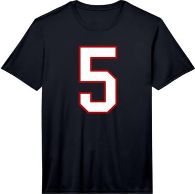 White and Red Sports Number 5 Jersey Uniform Player Performance T-Shirt