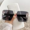 Fashion Oversized Square Sunglasses Women Luxury Brand Vintage Rimless Sun Glasses Diamond Decoration Eyeglasses Uv400