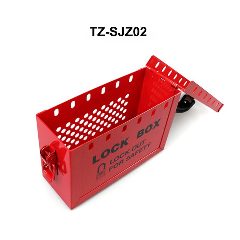 Red Portable Steel Group Safety Lockout Box Kits Small Hand Lock Box Steel Plate Management Station Tagout Box