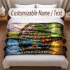 Tree of Life Theme Soft Blanket Personalized Custom Name Text Print Warm Blanket Home Sofa Bedroom Decor