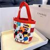 Cute Graffiti Bucket Bag for Women, Ins Style Cartoon Print Round Cylinder Handbag, Korean Fashion Shoulder Tote for Lunch and Daily Use