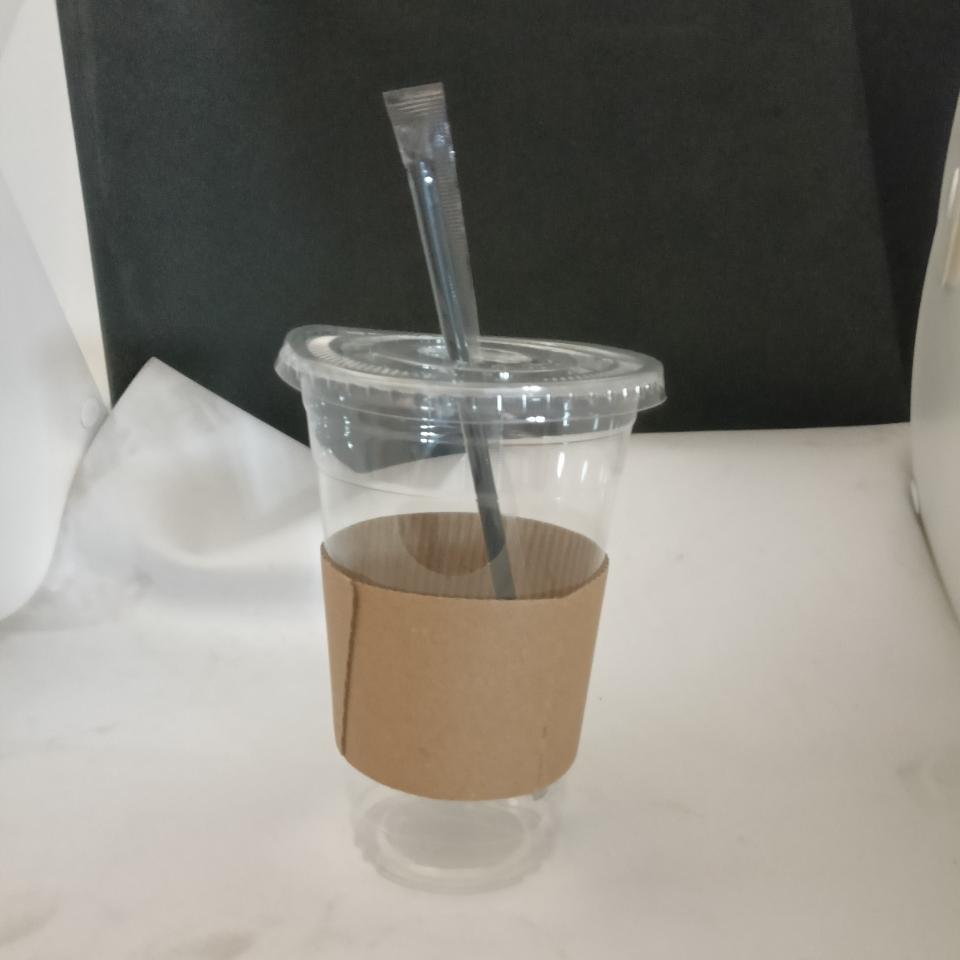 20 Sets 16/20/24OZ Clear Plastic Cups with Lids Straws Sleeve for Cold Drinks Juice Smoothie Coffee Huge Disposable Cups 1L