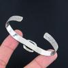 Natural Tube Agate Gemstone 925 Sterling Silver Bangle Adjustable For Girls