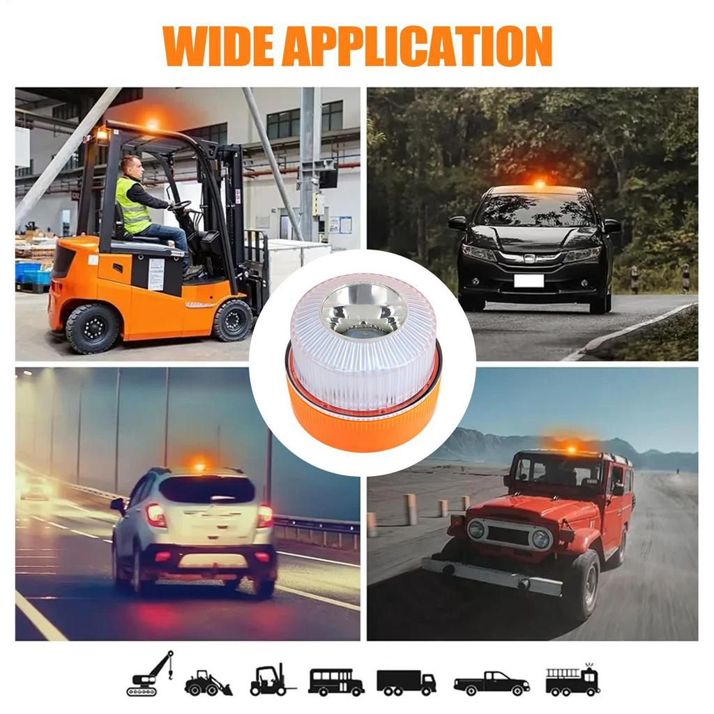 Truck Beacon Lights Magnetic LED Auto Auxiliary Parts with Battery Car Warning Light Magnetic Amber Strobe Light High Visibility